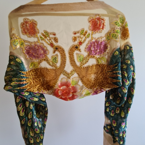 Sweaters - 🎁Velvet Beaded Cape Sleeve Top Cardigan Shawl Peacock